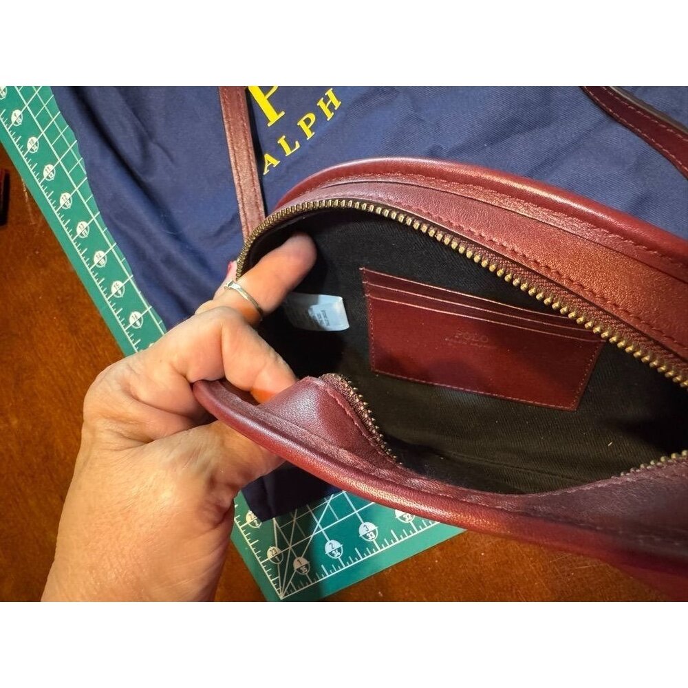 Polo Ralph Lauren Brown Leather Half-Moon Crossbody Bag Adjustable Strap dustbag - Picture 7 of 7